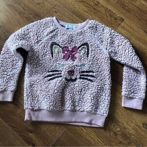 Warm & Cozy pink sherpa cat sweater in size (6x)